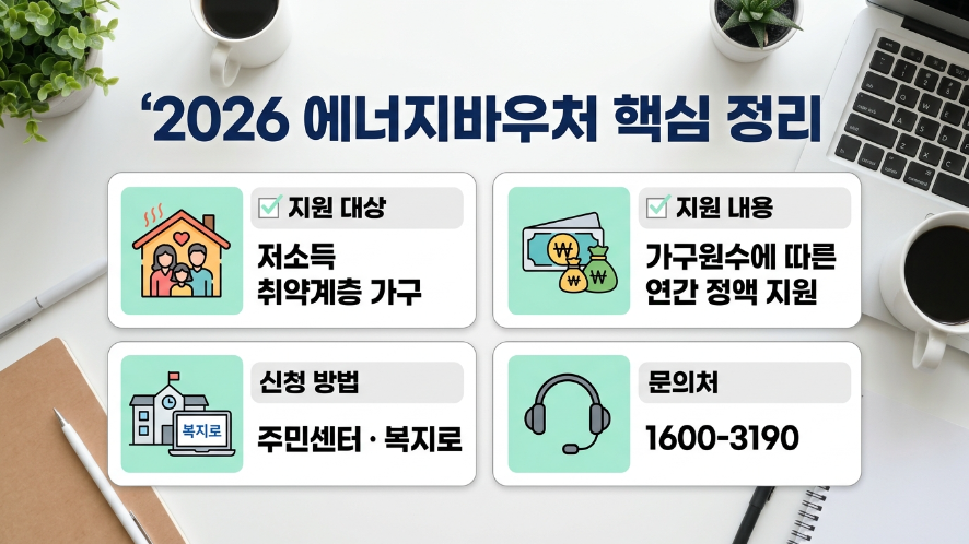 2026 에너지바우처 대상 혜택 신청처 핵심 요약 이미지
