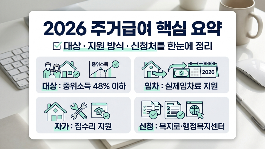 주거급여 2026 대상 기준임대료 신청처 핵심 요약 이미지