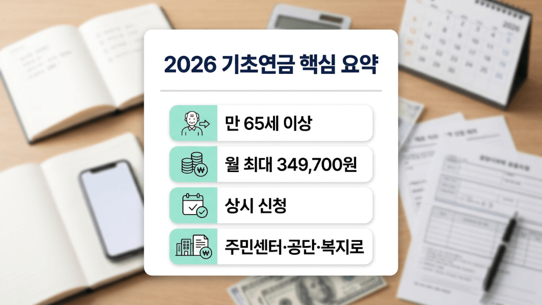 2026 기초연금 대상 금액 신청방법 요약 이미지
