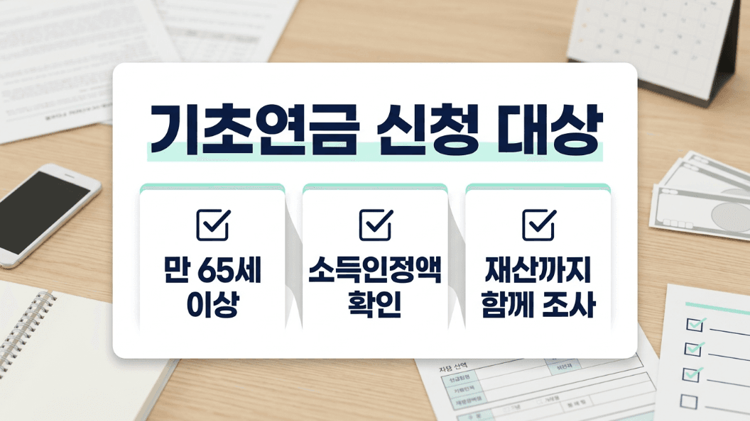 기초연금 신청 대상 자격 조건 확인 이미지
