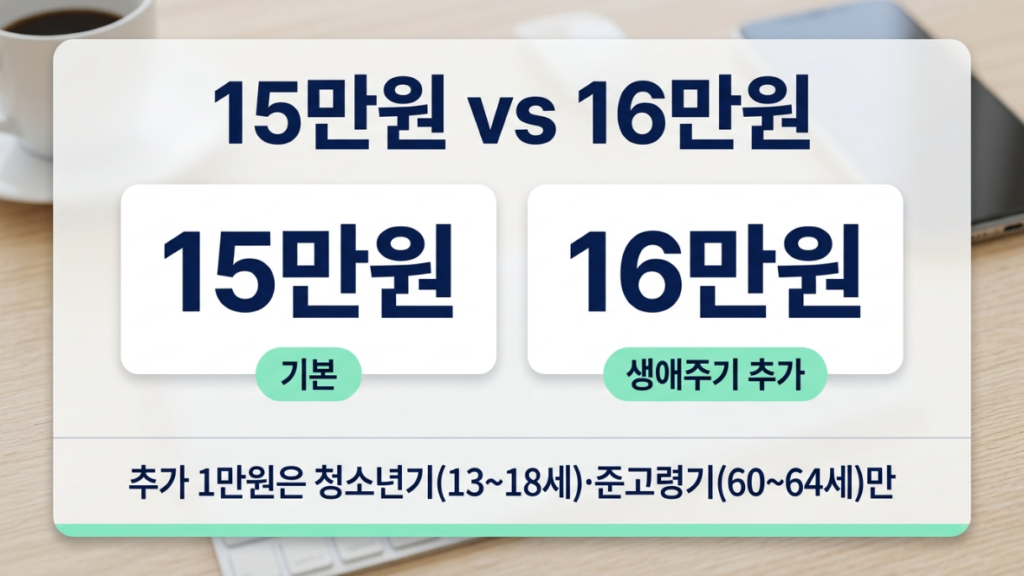 문화누리카드 15만원 16만원 지원금 비교 이미지