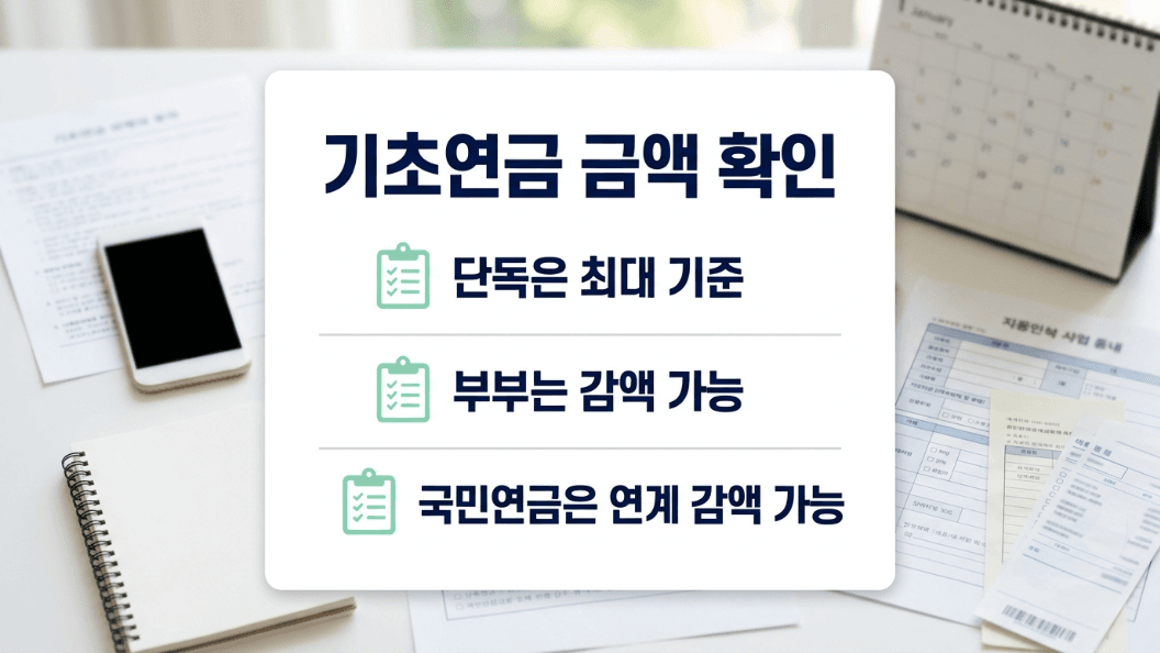기초연금 지원 금액 부부 감액 요약 이미지