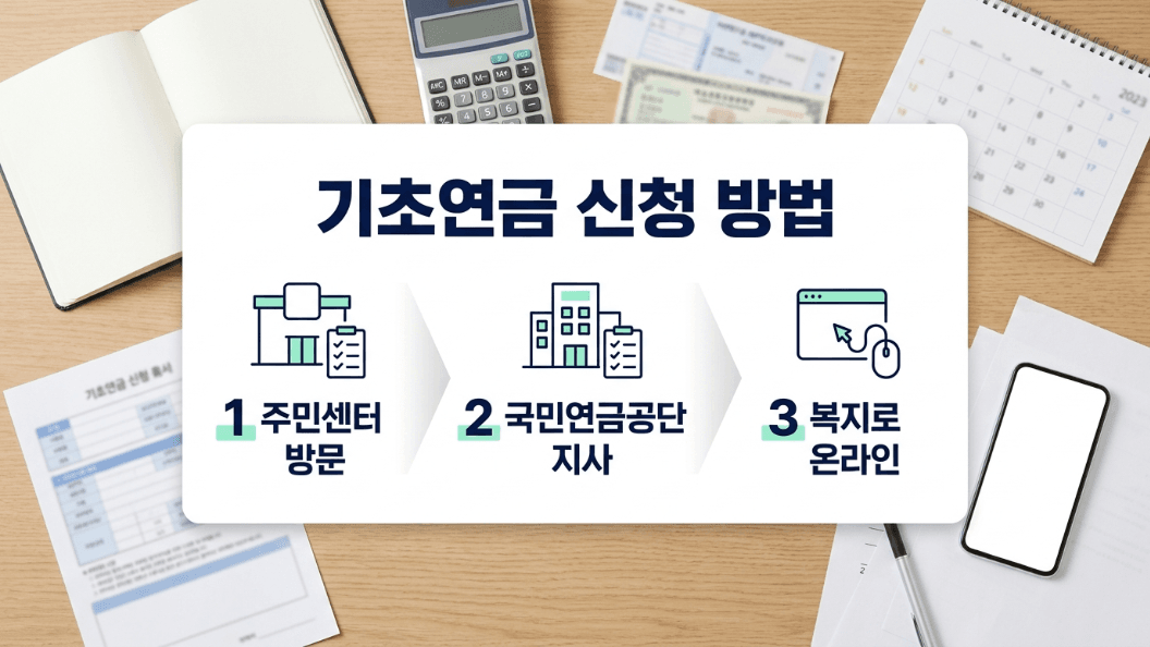 기초연금 온라인 신청 방법 안내 이미지