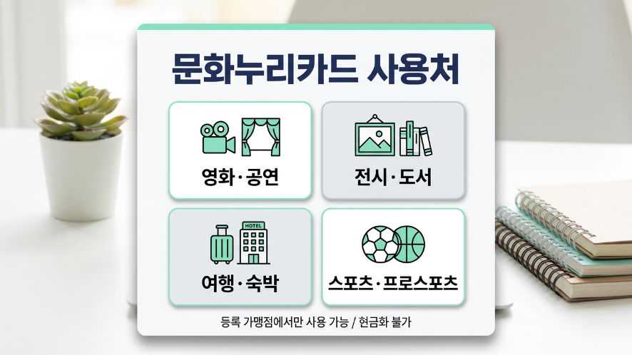 문화누리카드 사용처 분야 안내 이미지
