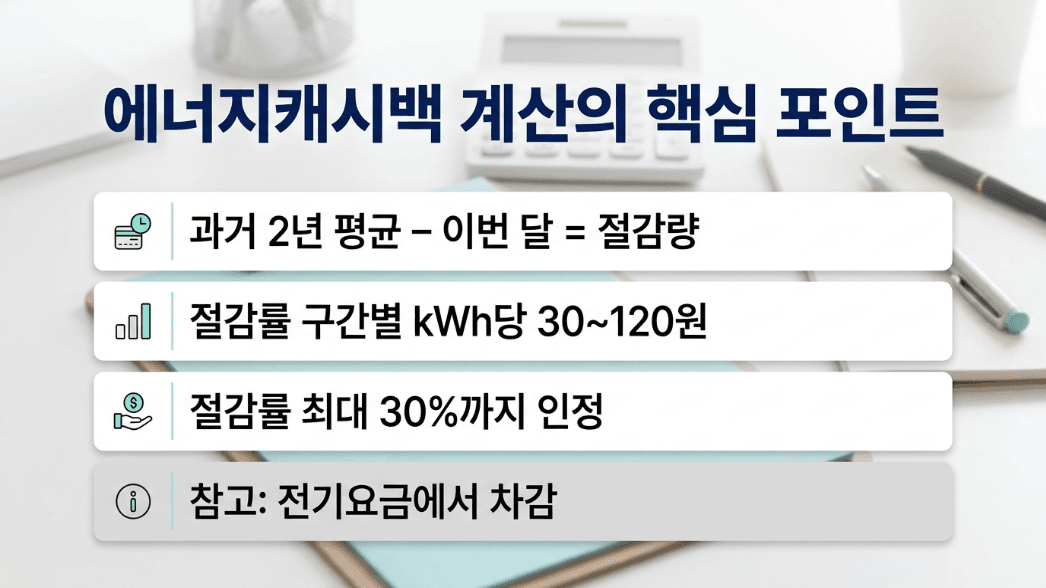 에너지캐시백 계산법 절감률 단가 예상액 요약 이미지