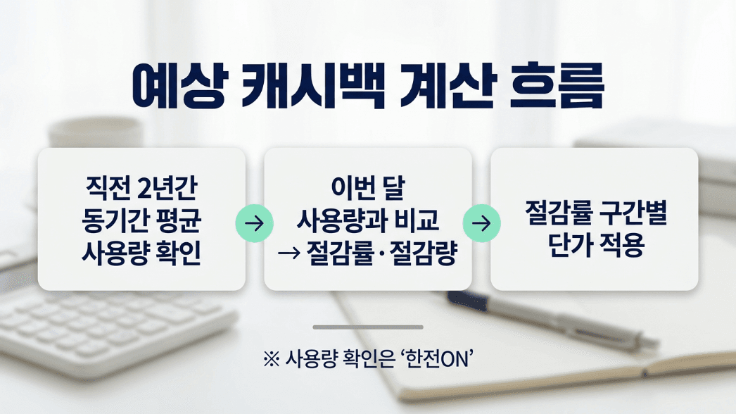 주택용 에너지캐시백 절감률 계산 흐름 안내 이미지