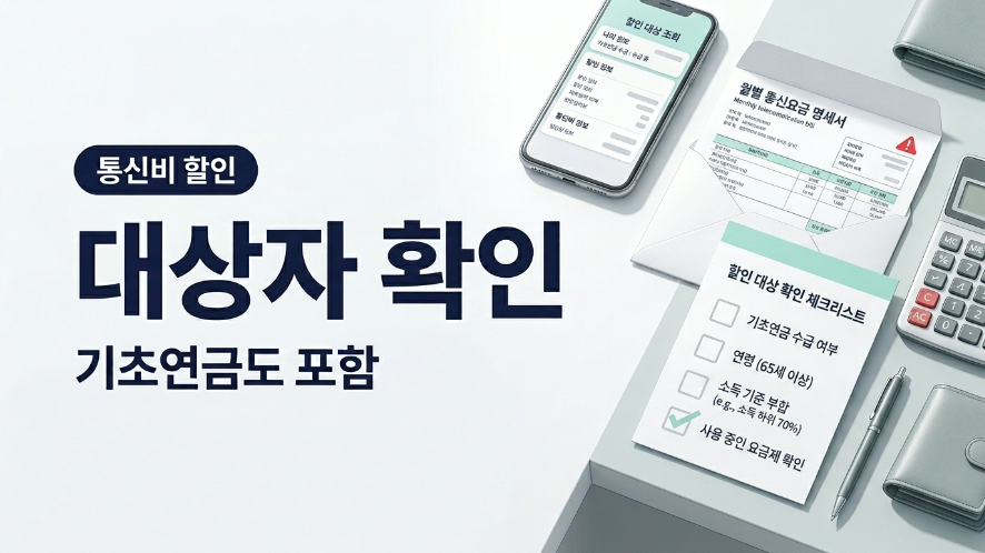 통신비 할인 대상 수급자 차상위 장애인 기초연금 자격 확인 대표 이미지
