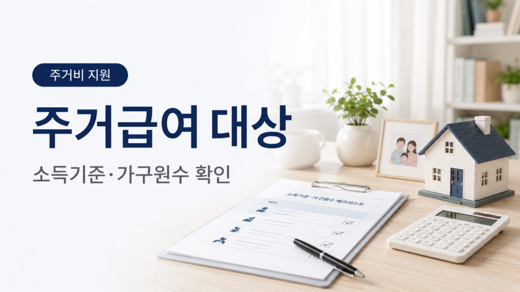 주거급여 대상 확인을 위한 소득기준과 가구원수 안내 대표 이미지