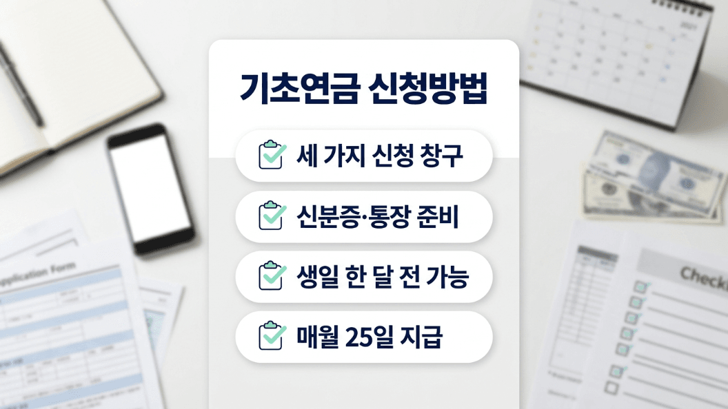 기초연금 신청방법 창구 준비서류 지급일 요약 이미지