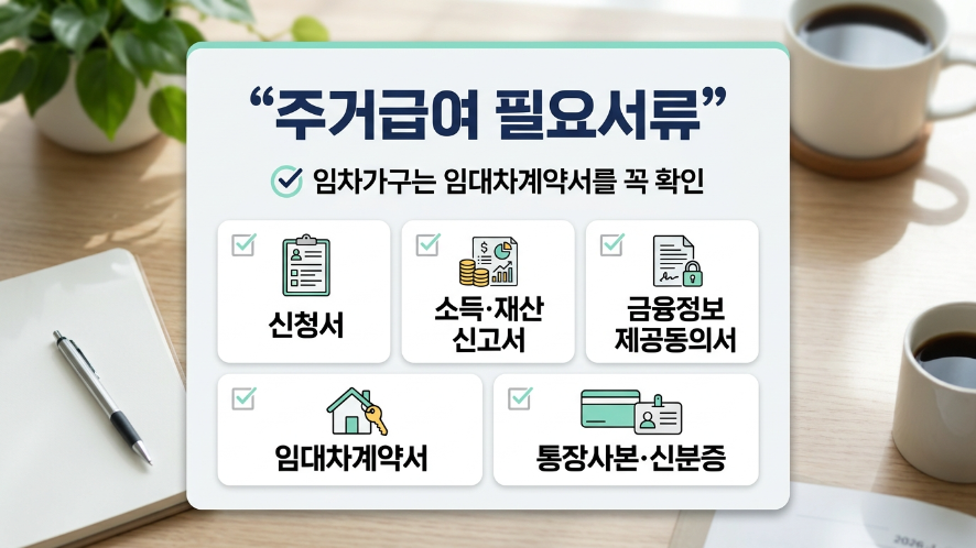 주거급여 신청 필요서류 목록 체크리스트 이미지