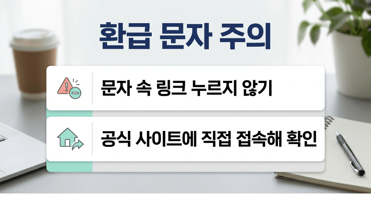 숨은 환급금 조회 보이스피싱 문자 링크 주의 이미지