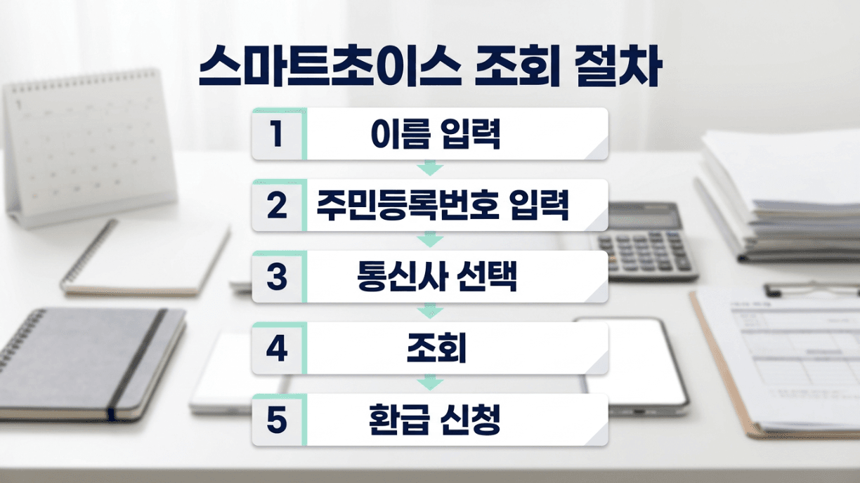 스마트초이스 통신비 미환급금 조회 절차 이미지