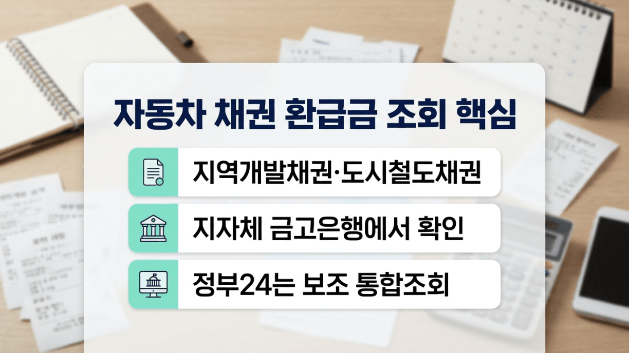 자동차 채권 환급금 조회 핵심 요약 이미지