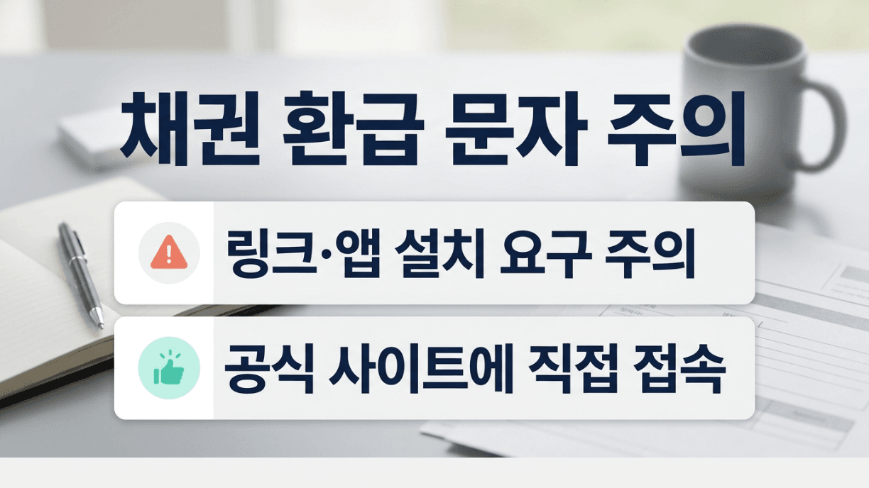 자동차 채권 환급금 조회 사칭 문자 주의 이미지