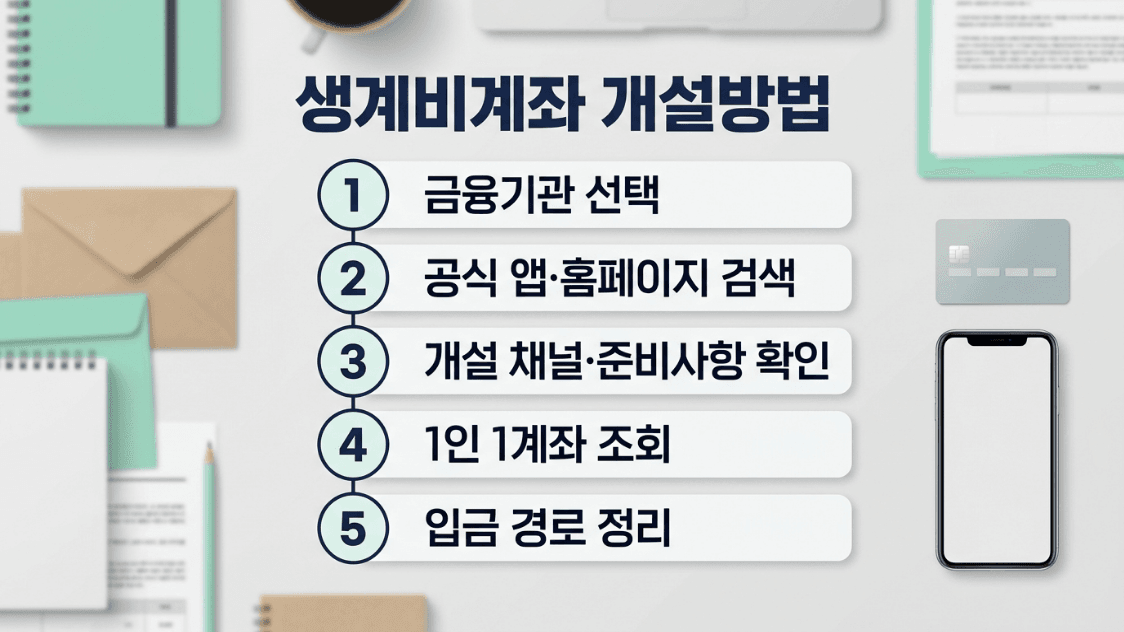 금융기관에서 생계비계좌를 개설하는 5단계 순서