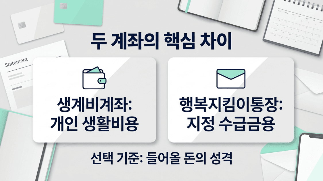 생계비계좌와 행복지킴이통장 차이 개인 생활비와 지정 수급금 비교