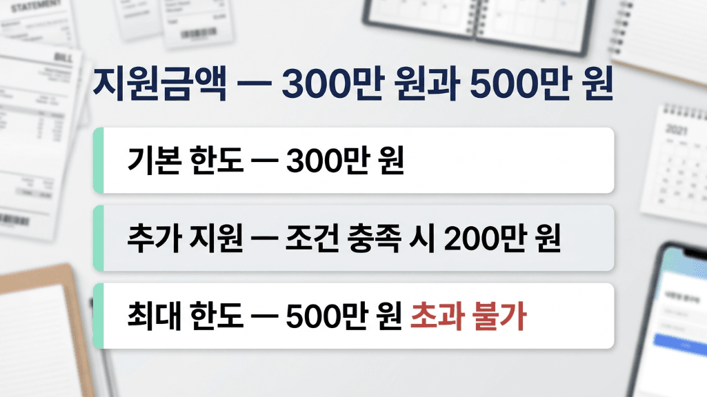 국민내일배움카드 300만 원 500만 원 지원 한도 비교 이미지
