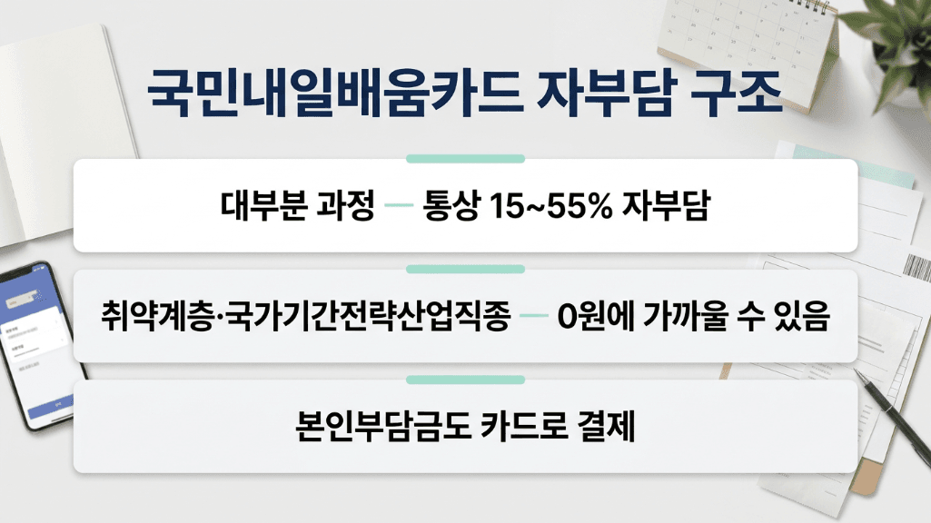 국민내일배움카드 자부담 비율 구조 요약 이미지