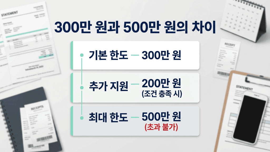 국민내일배움카드 300만 원 500만 원 한도 차이 요약 이미지