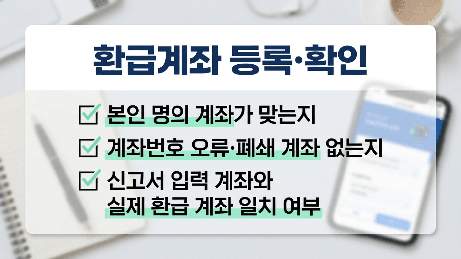 종합소득세 환급계좌 등록 확인 방법 안내 이미지