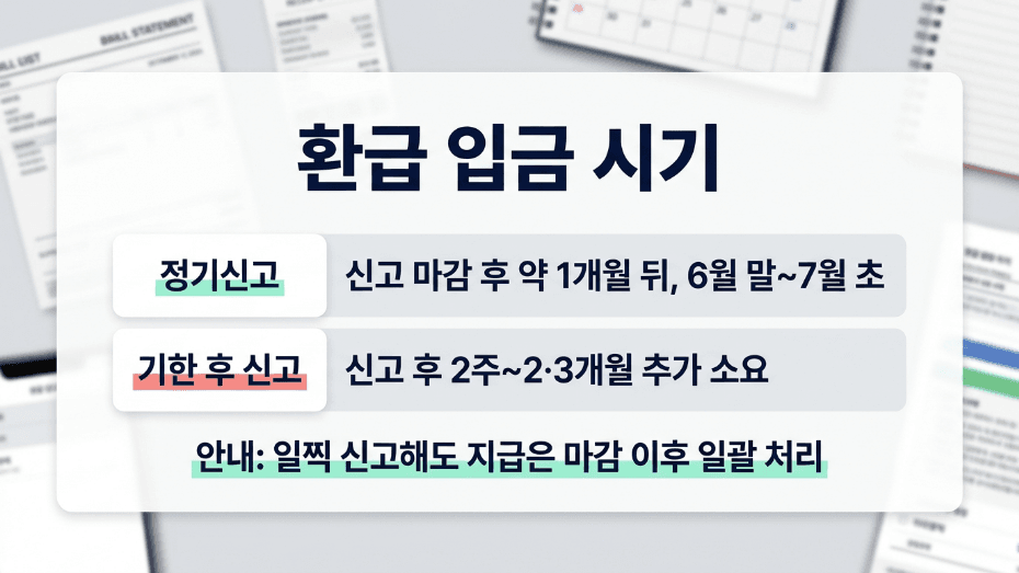 종합소득세 환급 입금일 신고 유형별 시기 안내 이미지