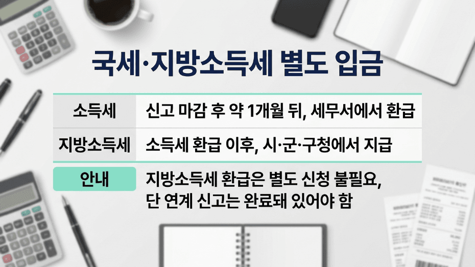 종합소득세 국세 지방소득세 별도 입금 구조 안내 이미지