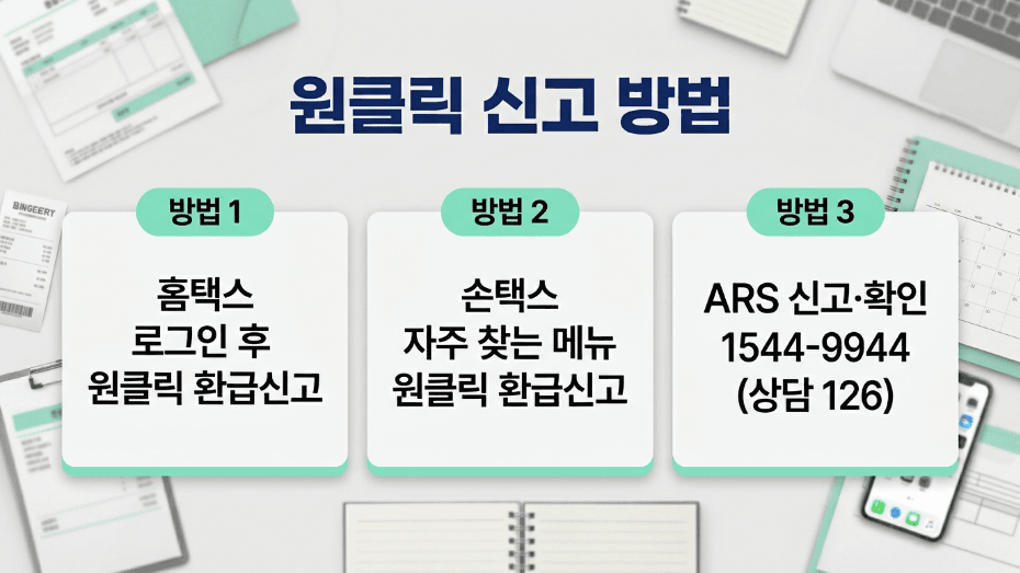 원클릭 환급 신고 홈택스 손택스 ARS 방법 안내 이미지