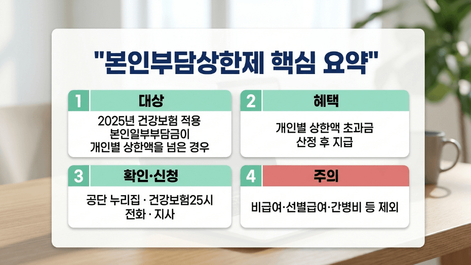 2026 본인부담상한제 환급금 조회 2025년 진료분 대상 상한액 신청방법 요약 이미지