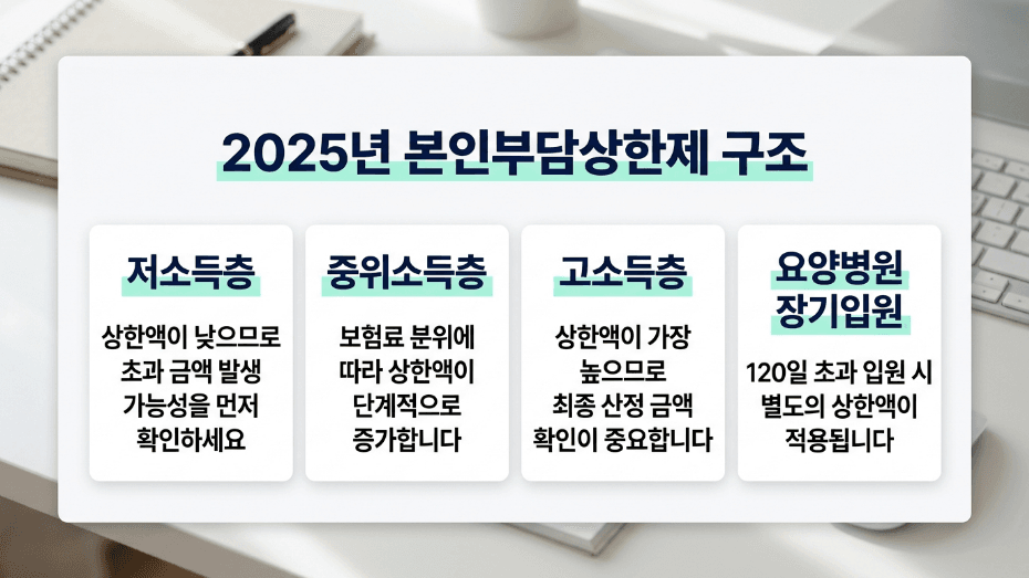 본인부담상한제 2025년 소득분위별 병원비 상한액 구조 이미지