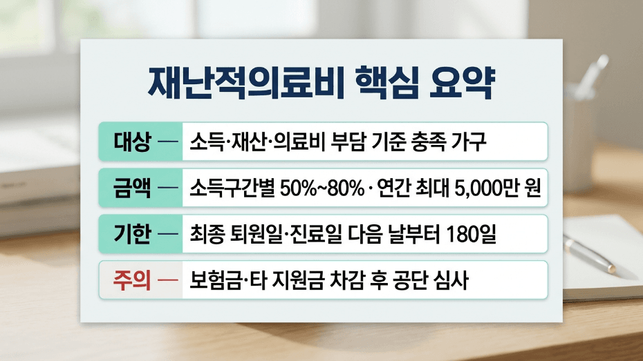 재난적의료비 지원 신청방법 대상 금액 신청기한 요약 이미지
