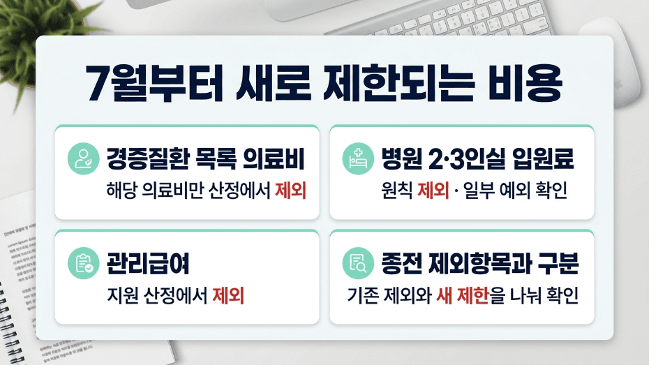 재난적의료비 경증질환 2인실 3인실 관리급여 제외 구조 이미지