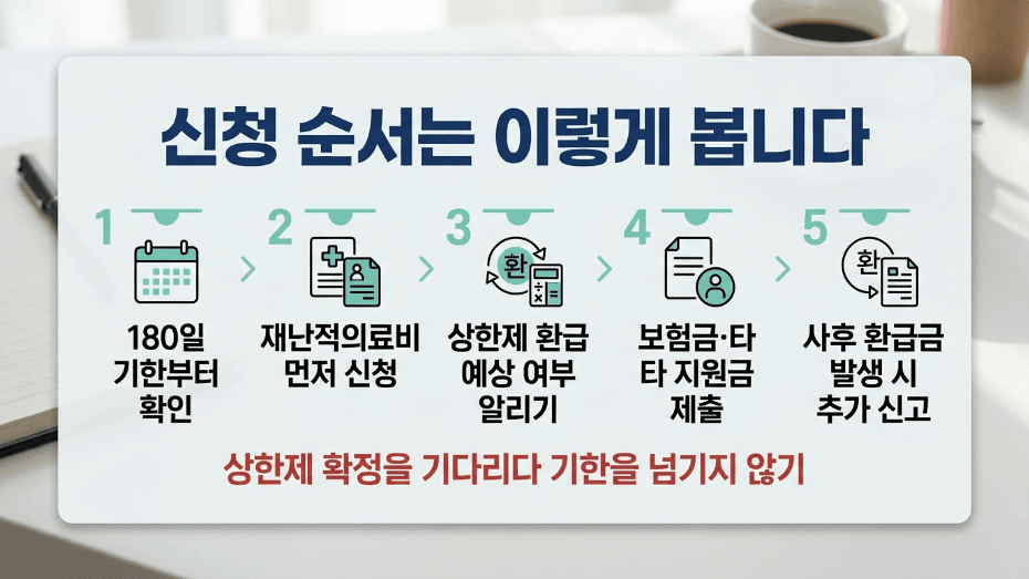 본인부담상한제 환급과 재난적의료비 180일 신청 순서 이미지
