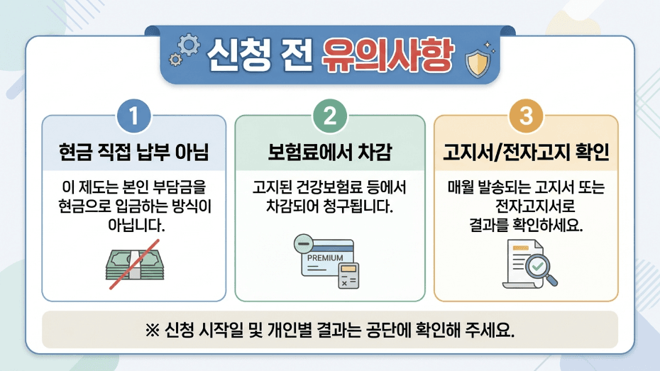 국민연금 보험료 지원금 고지서 차감 방식 주의사항 이미지