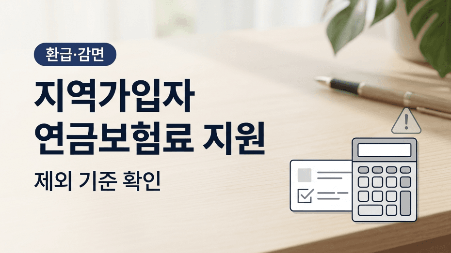 지역가입자 연금보험료 지원 제외 기준을 안내하는 대표 이미지
