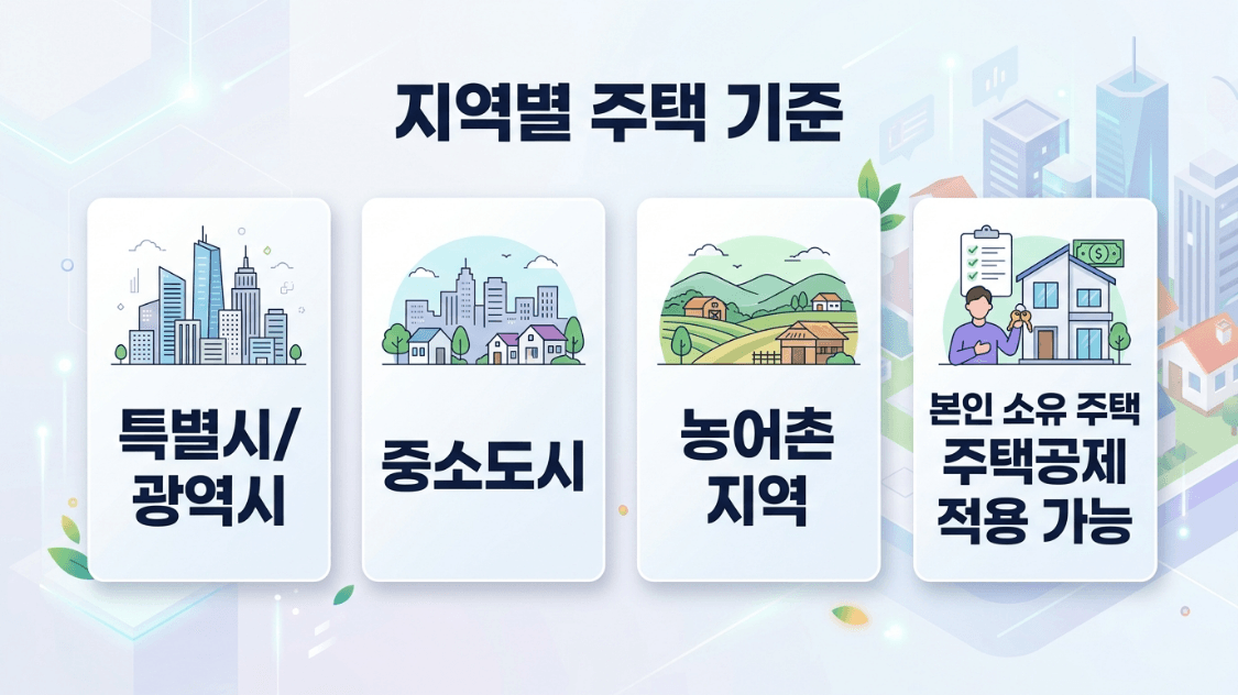 긴급복지 대도시 중소도시 농어촌 재산기준 공제 이미지