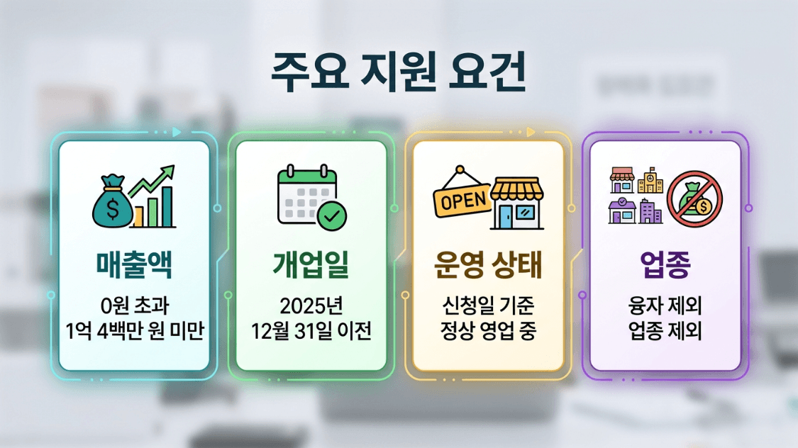 소상공인 경영안정 바우처 대상 매출 개업일 영업상태 자격 조건 이미지